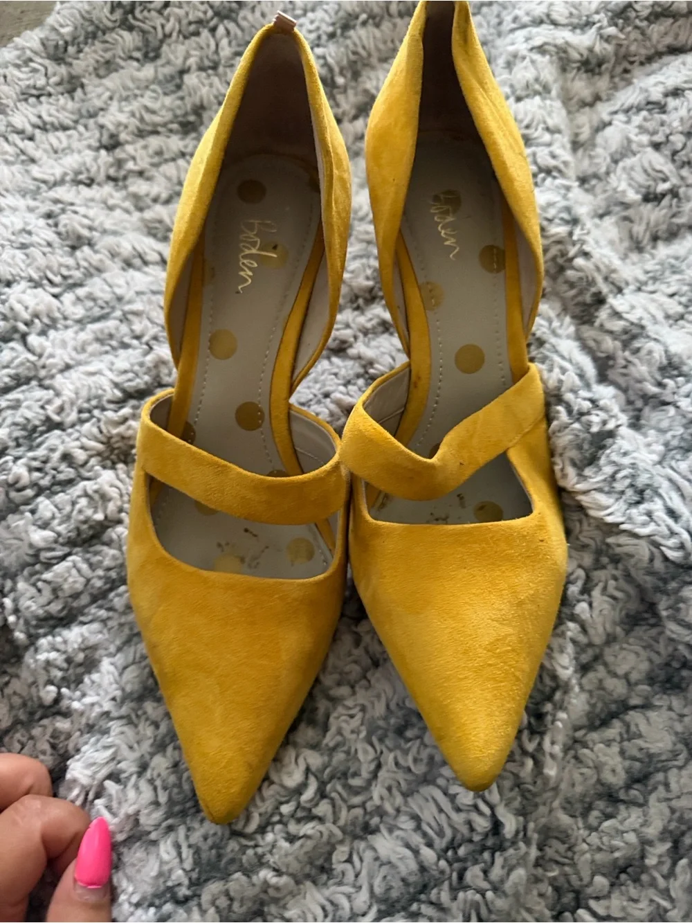 Boden Yellow Pointed-Toe Mary Jane Heels